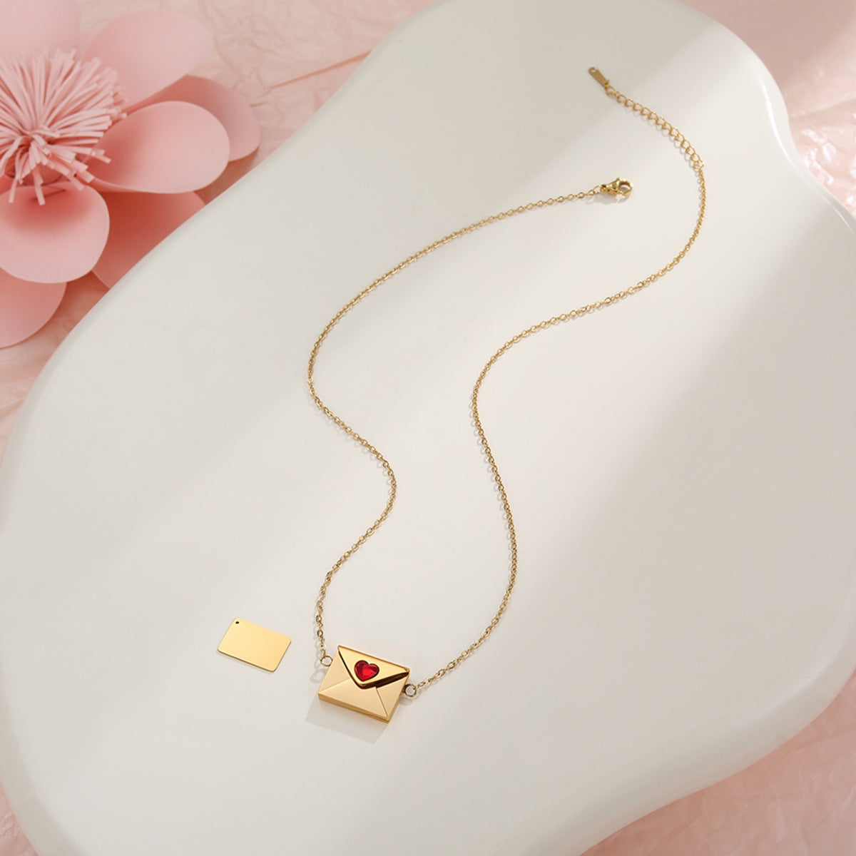 Heart Envelope Necklace – 18K Gold Plated Stainless Steel