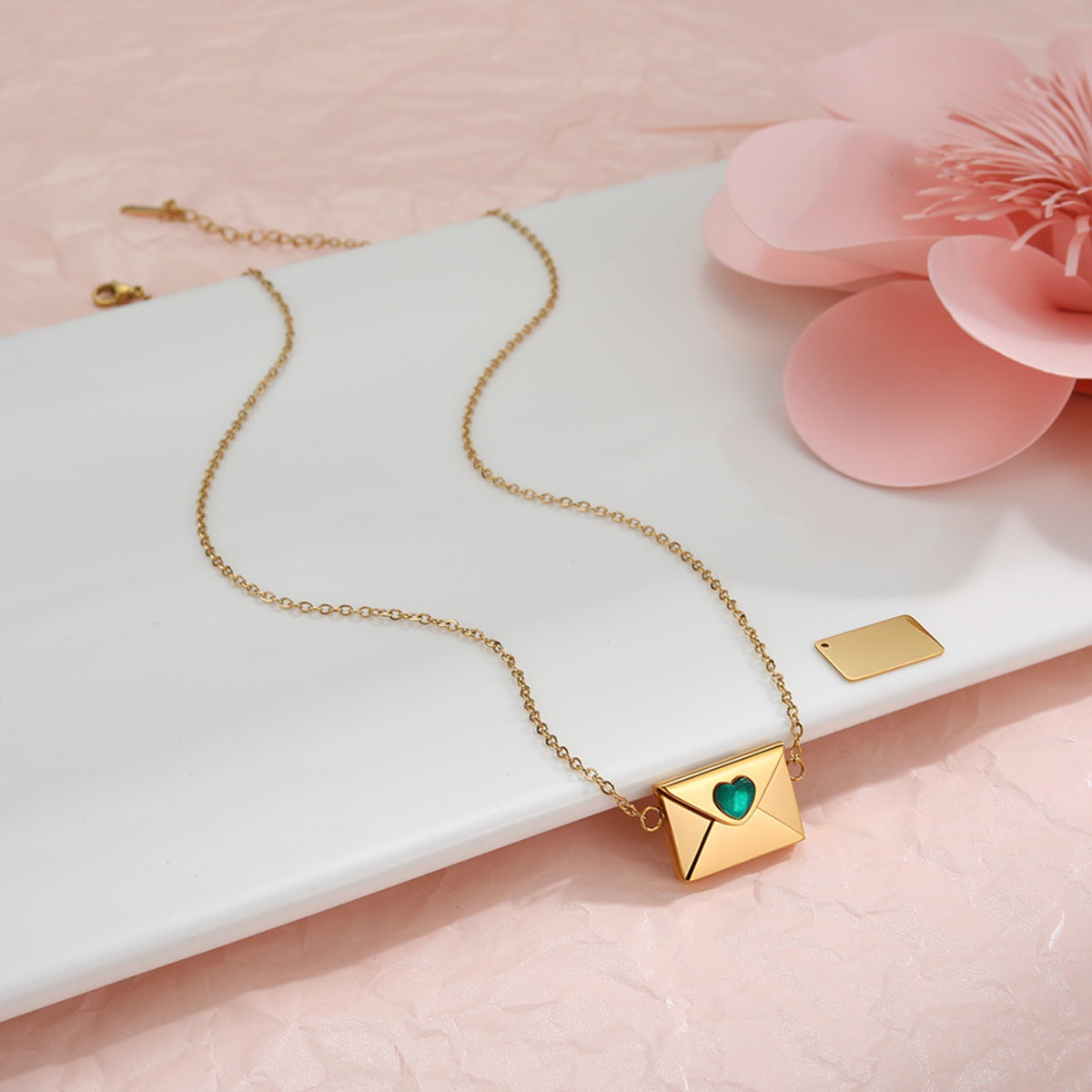 Heart Envelope Necklace – 18K Gold Plated Stainless Steel