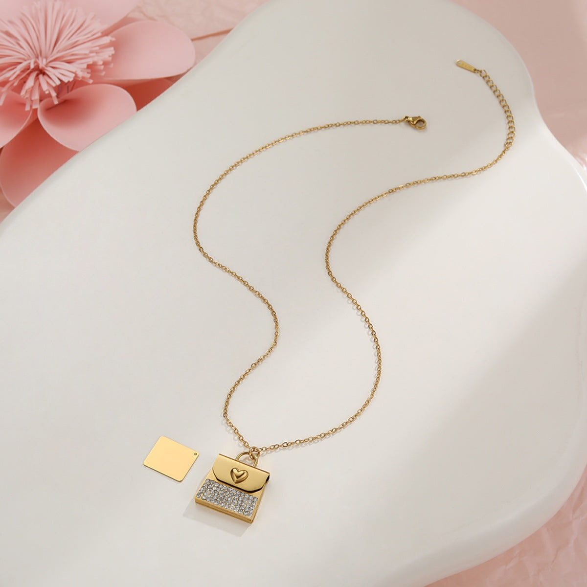 Heart Envelope Necklace – 18K Gold Plated Stainless Steel